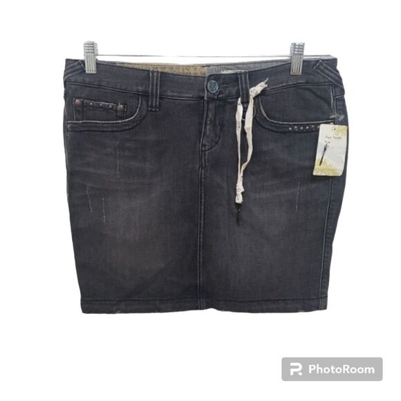 Free People Black Denim Mini Skirt Womens 30 - Picture 1 of 12